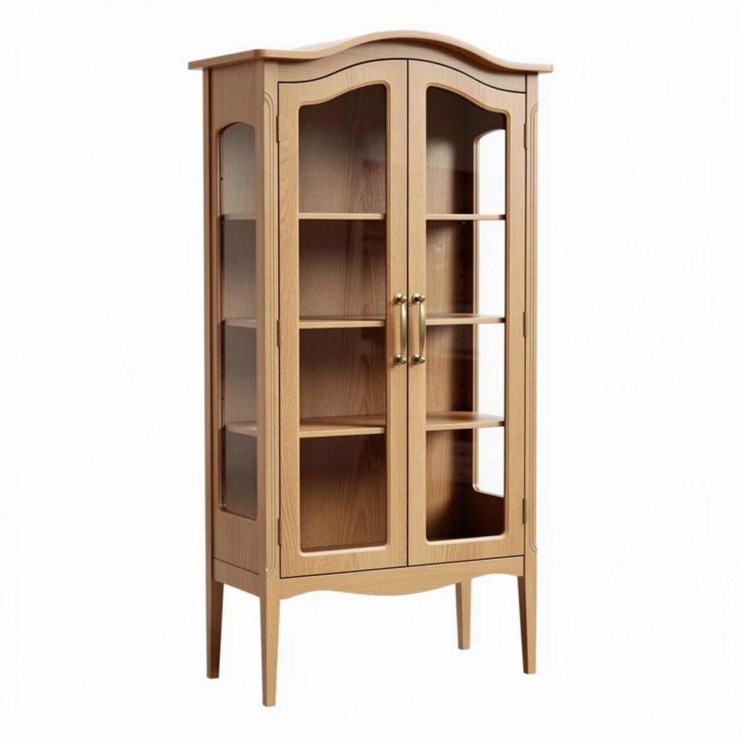 Wooden display cabinet with glass doors and shelves dimensions 80 x 40 x 180cm