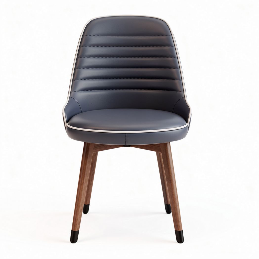Blue padded dining chair with wooden legs 45 x 45 x 85cm