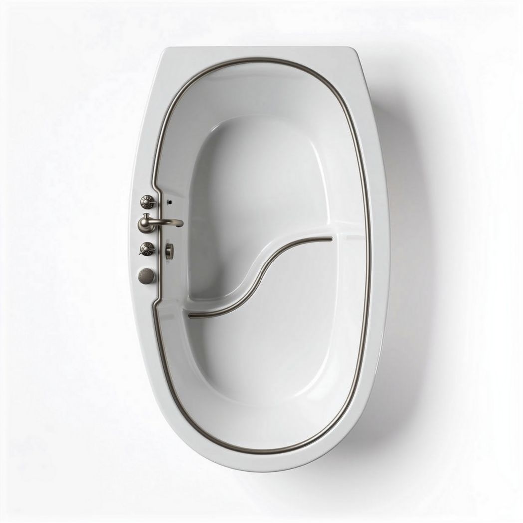 Corner soaking bathtub with jets and integrated controls in white 150 x 80 x 50cm