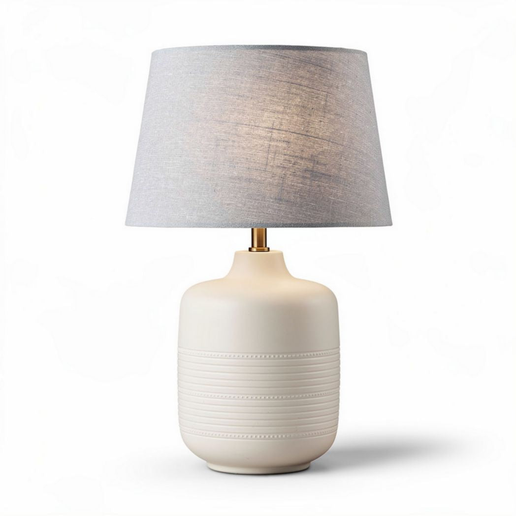Ceramic table lamp with fabric shade 30 x 30 x 50cm cream color