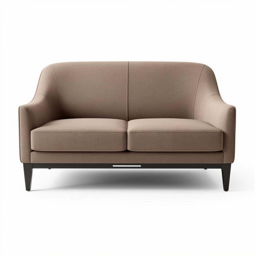 Two-seat fabric sofa in light brown 180 x 80 x 85cm with wooden legs